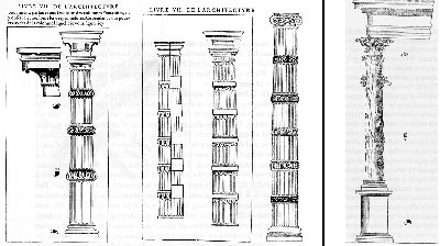 Слева – «французский ордер (colomne Françoise)», справа – «древесный ордер». Иллюстрации из «Первого тома Архитектуры» Филибера Делорма 